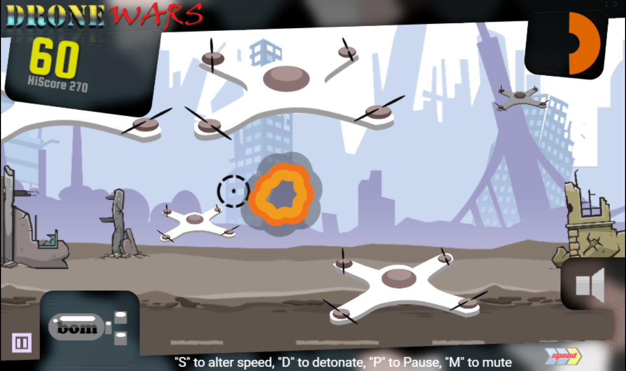 DroneWars, created using Phaser3 and capacitor for mobile